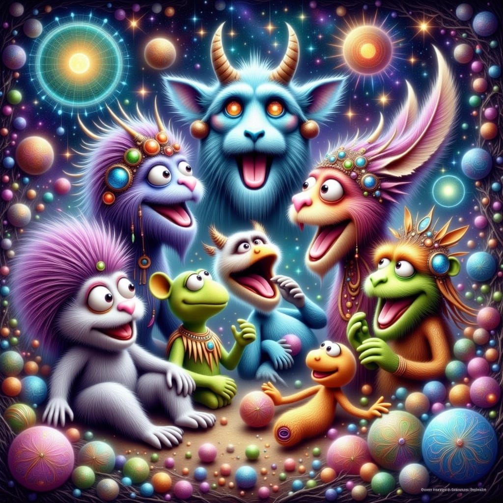 Muppet Zodiac Monsters in Vibrant, Whimsical Impasto Style