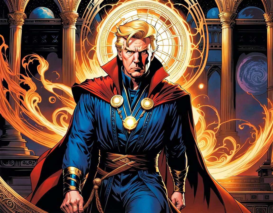 Donald Trump as Doctor Strange in Comic Book Art