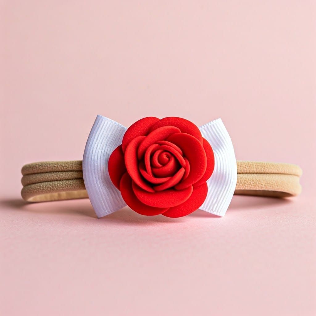 Newborn Hairband with Velvet Bow and Red Rose