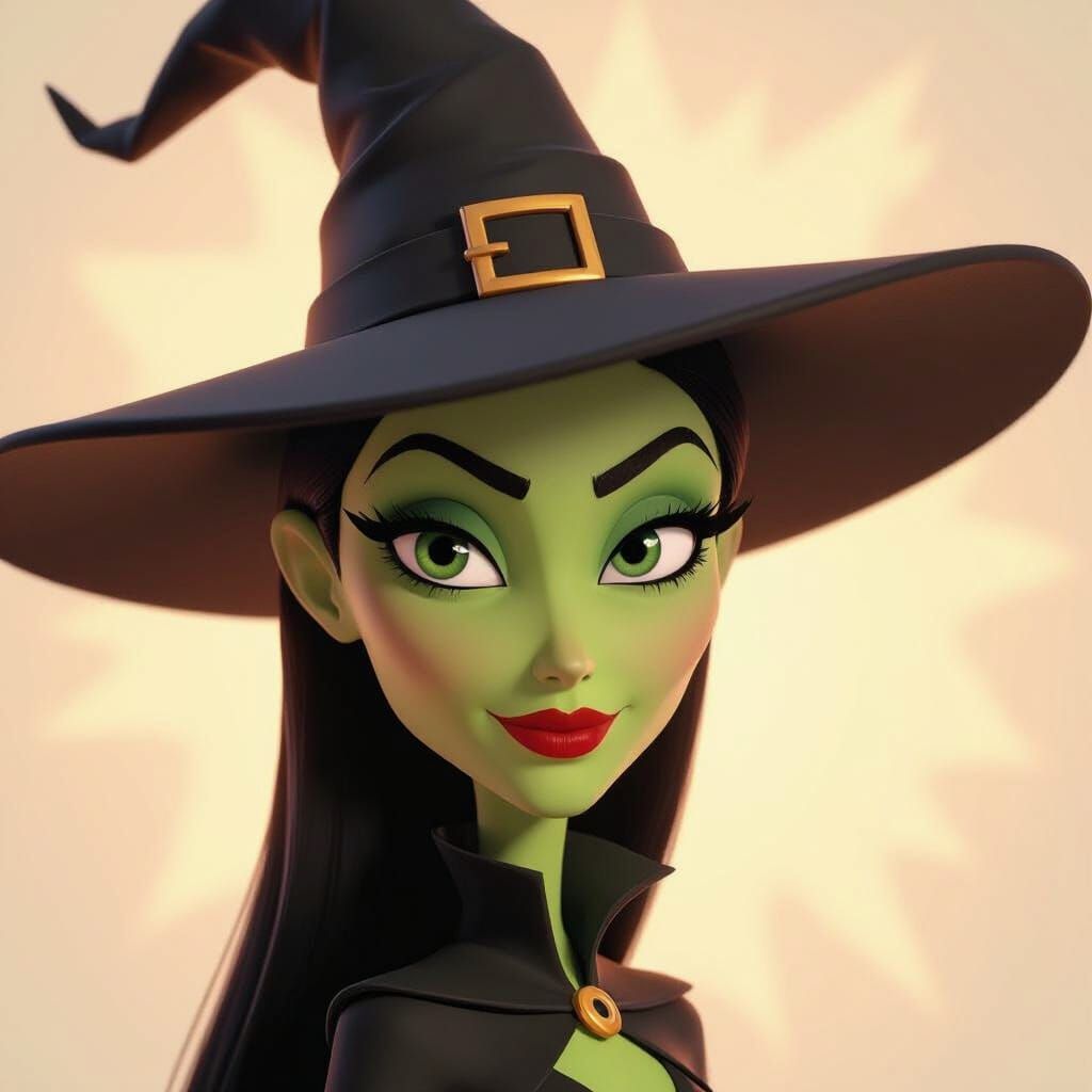 Lilith the Witch as a Stick Figure in 3D Animation Style