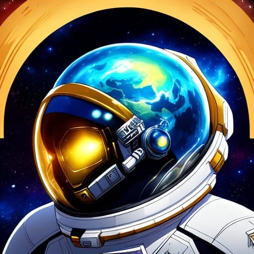 Astronaut Floating in Space: Vibrant Digital Art