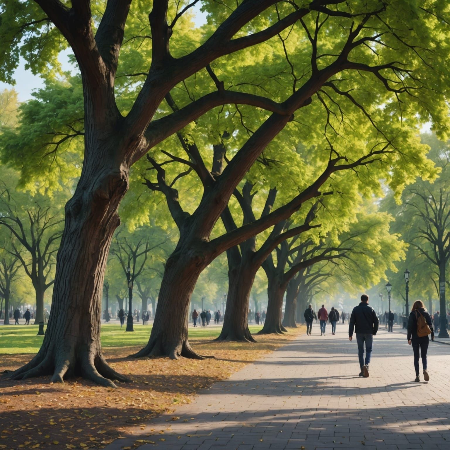 Windy Day in a City Park: Hyperrealistic 8K