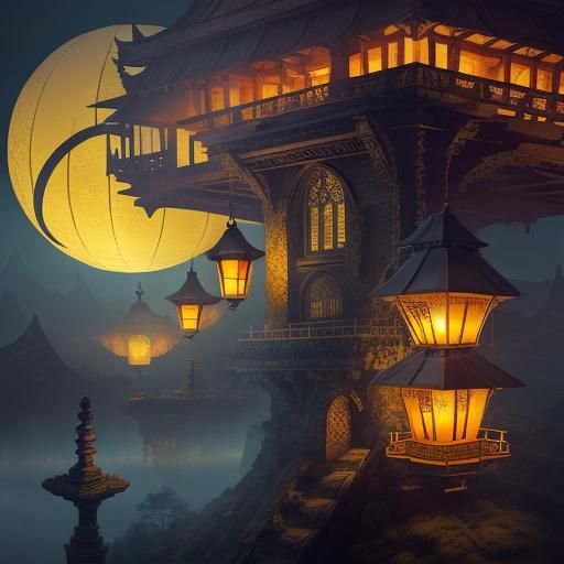 Dreamlike Fantasy Scenery with Mystical Fog and Runes