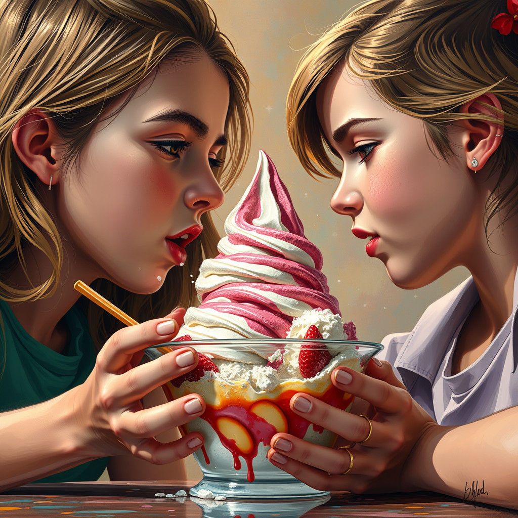 Ice Cream Shared: Hyperrealistic Splash Art