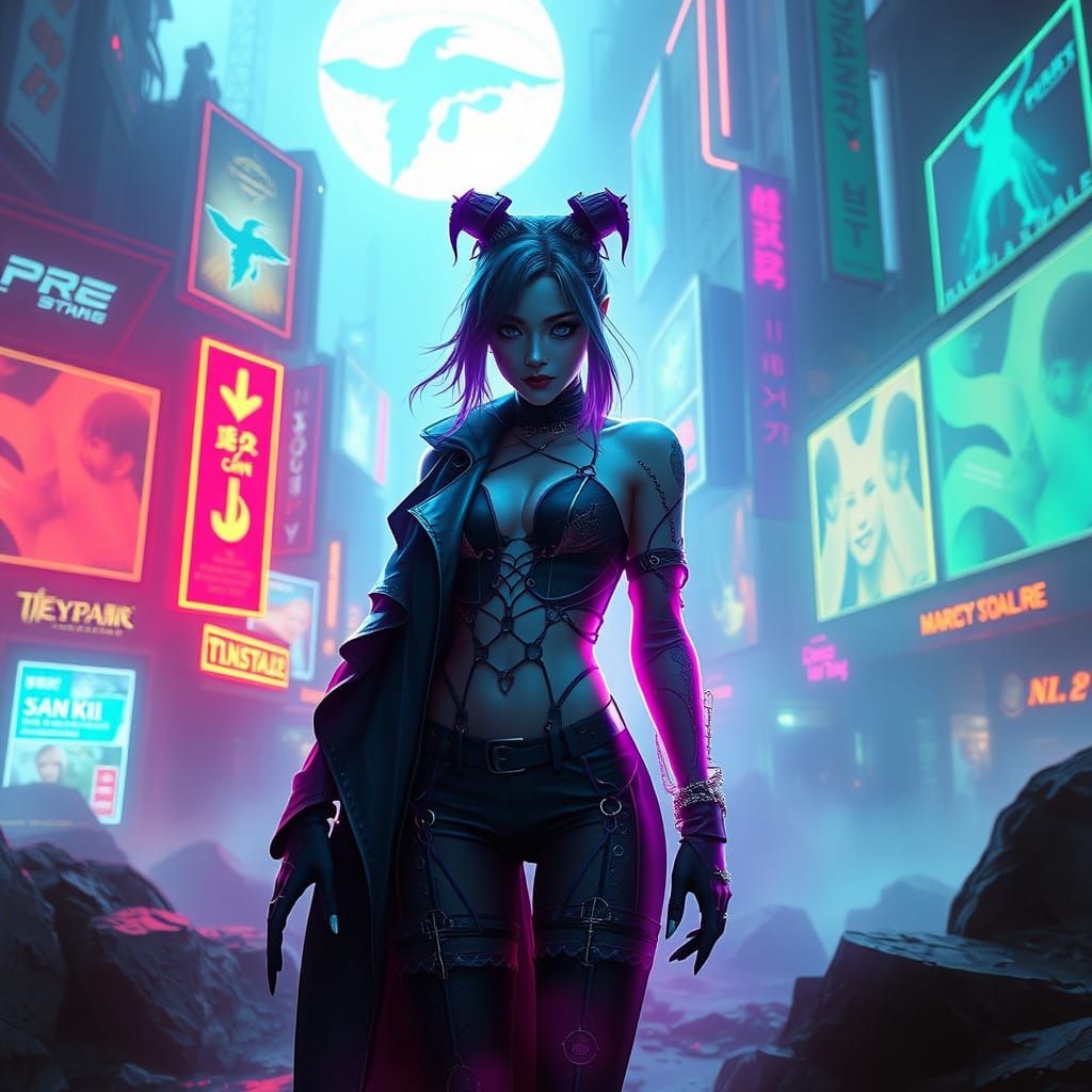 Surreal Cyberpunk Goddess in Lineage 2 Inspired Futuristic C...