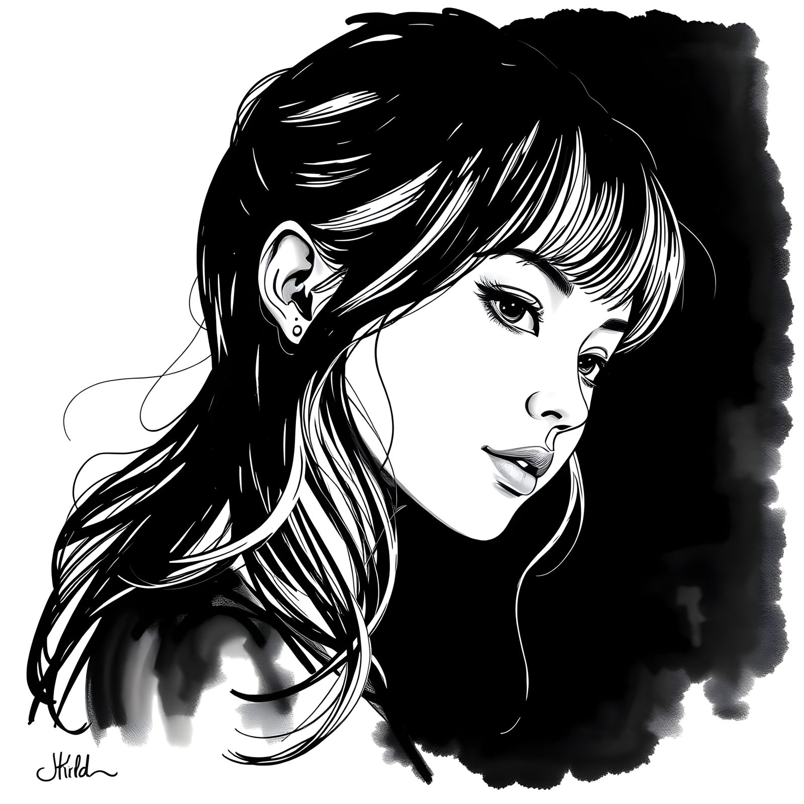 Girl in Black and White, Emphasizing Light and Shadow