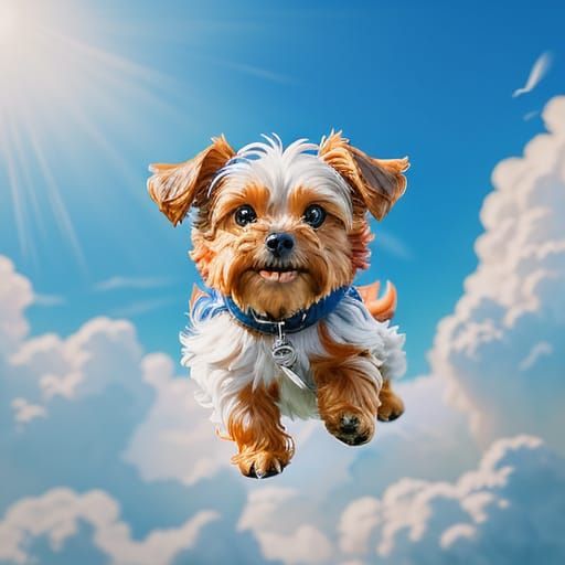 Fiery Habanero-Yorkie Soars Through Dramatic Sky