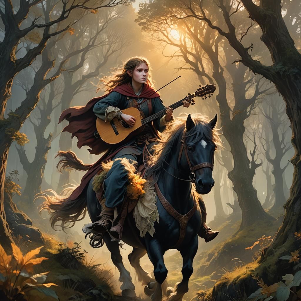Misty Dawn Hobbit Maestro on a Majestic Steed