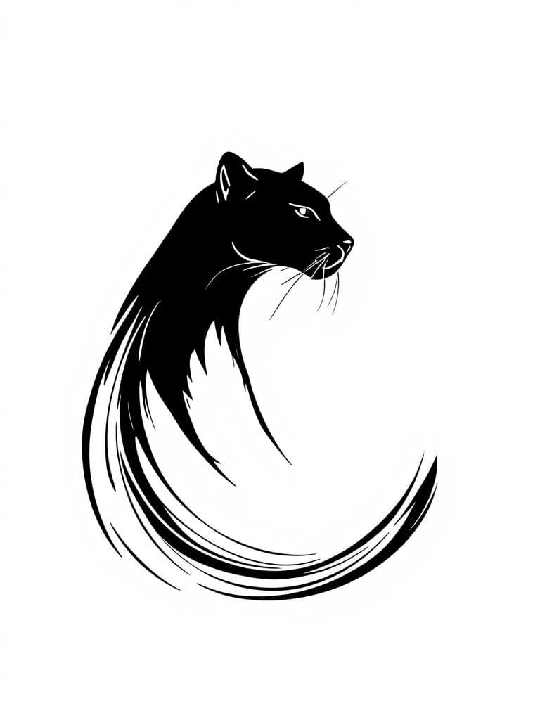 Elegant Female Panther in Minimalist Art Style