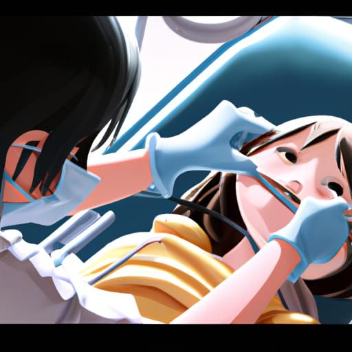 Dentist Fixing Cavity, Studio Ghibli Anime Style