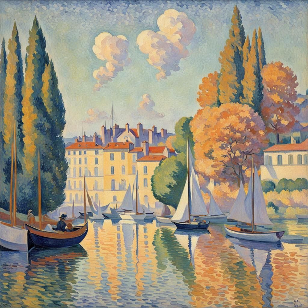 Pointillist Painting in Style of Seurat