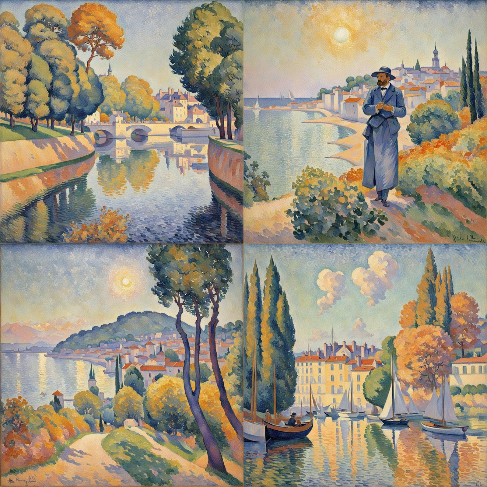 Impressionist Pointillism Landscape Painting