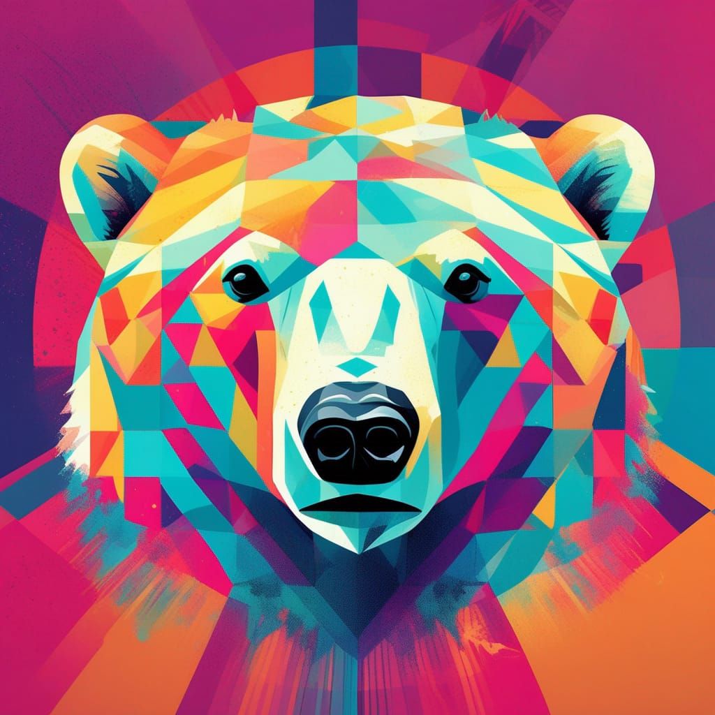 Pop Art Polar Bear Screen Print in 8k