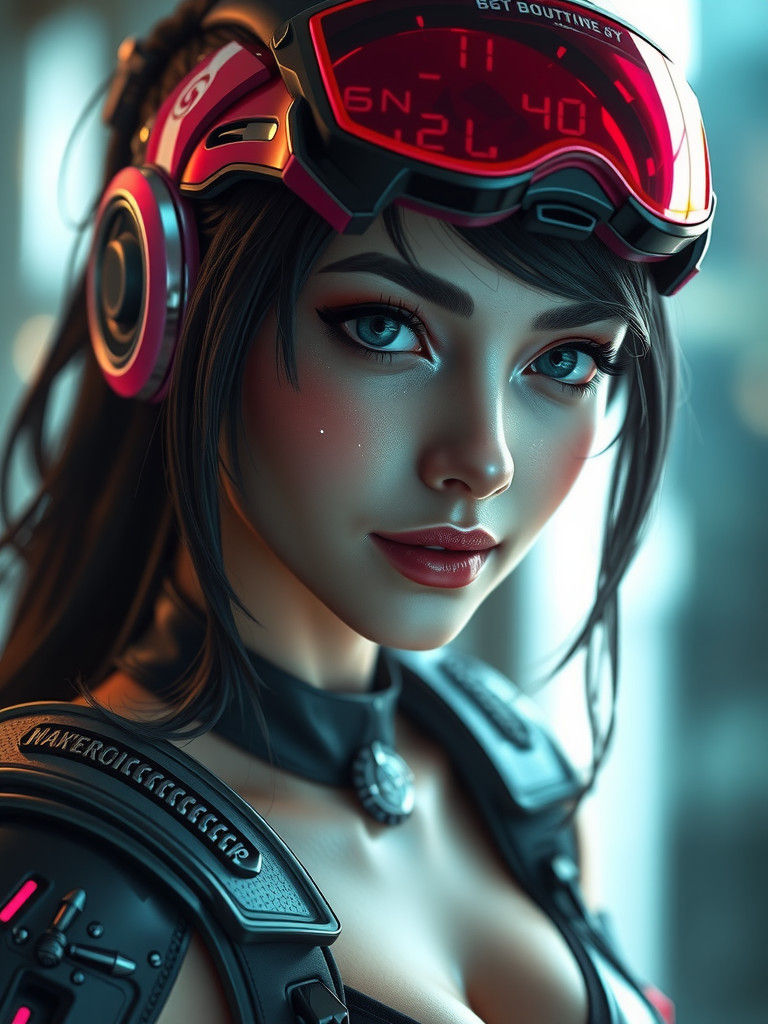 Beautiful Cyberpunk Woman in High Definition 3D