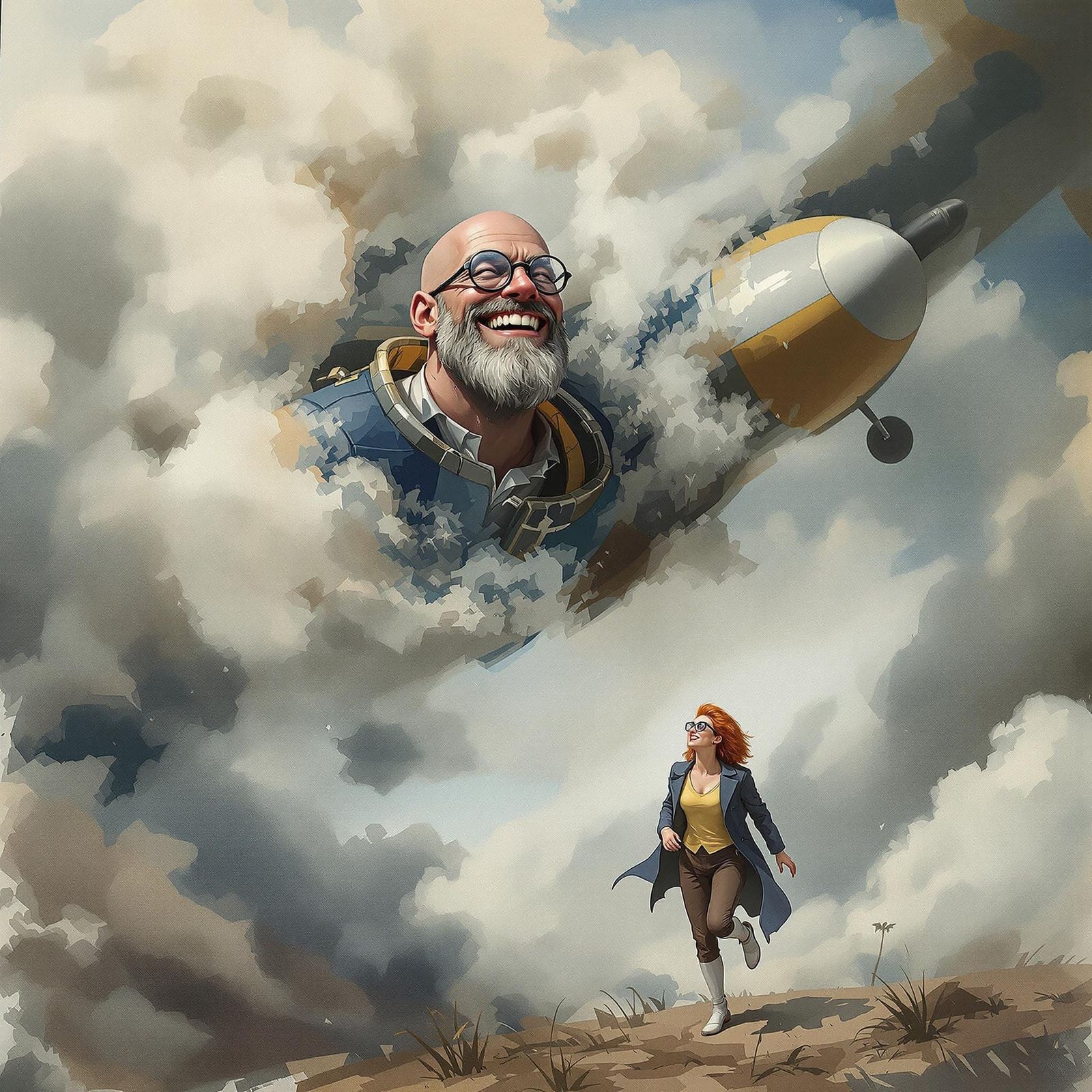 Turbulent Skies in Whimsical Watercolor