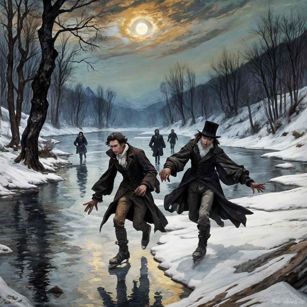 Vampire Lord's Winter Flight: A Fantasy Art Piece