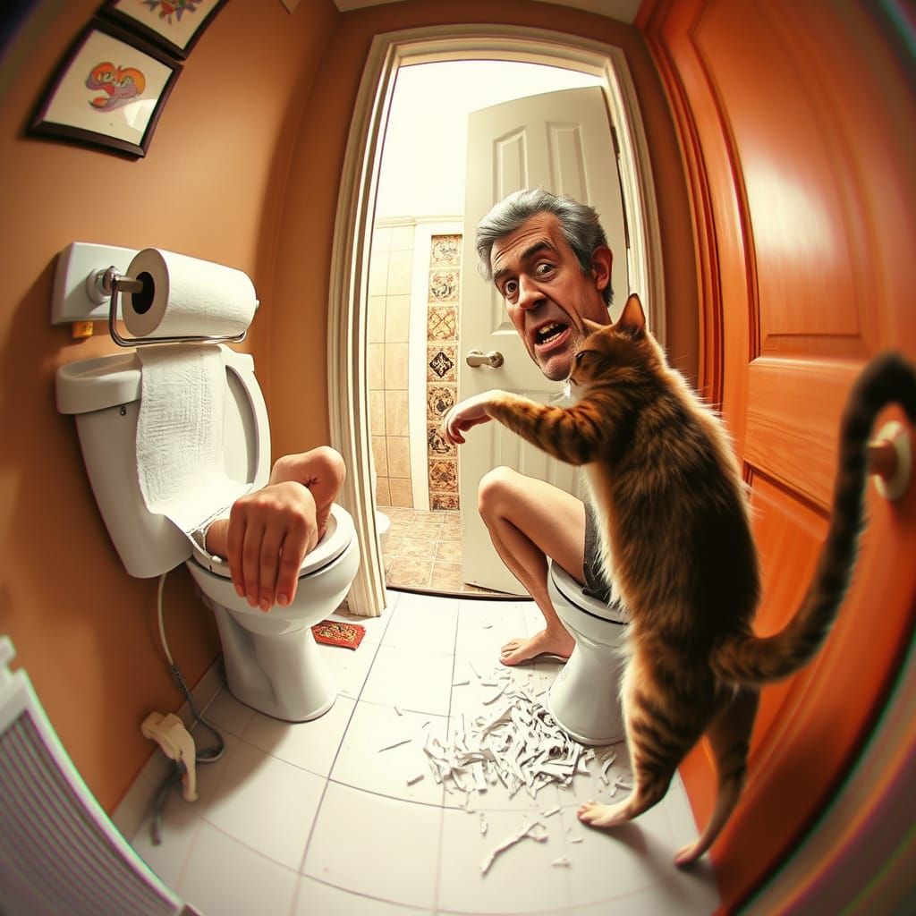 Grotesque Caricature of Man on Toilet in Underground Comix S...