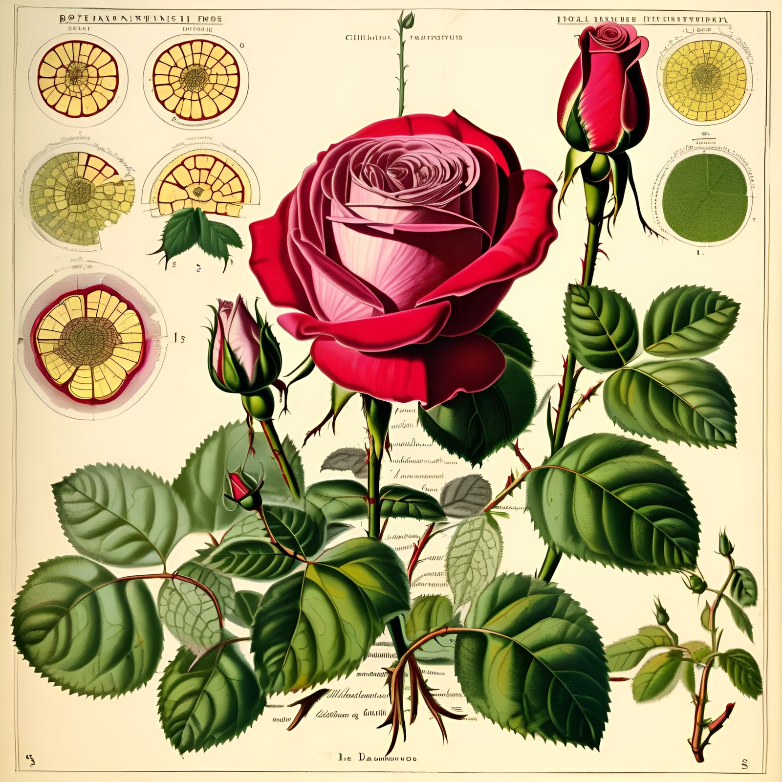 Botanical Rose Illustration in Chiaroscuro Pen and Ink