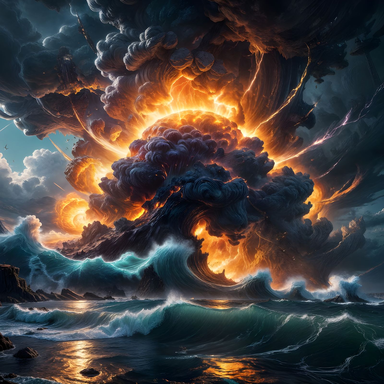 Vibrant Solar Storm Unfolds Above the Ocean