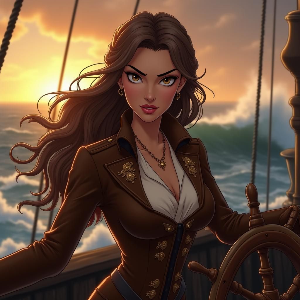Belle as Fierce Ship Captain Amidst Storm