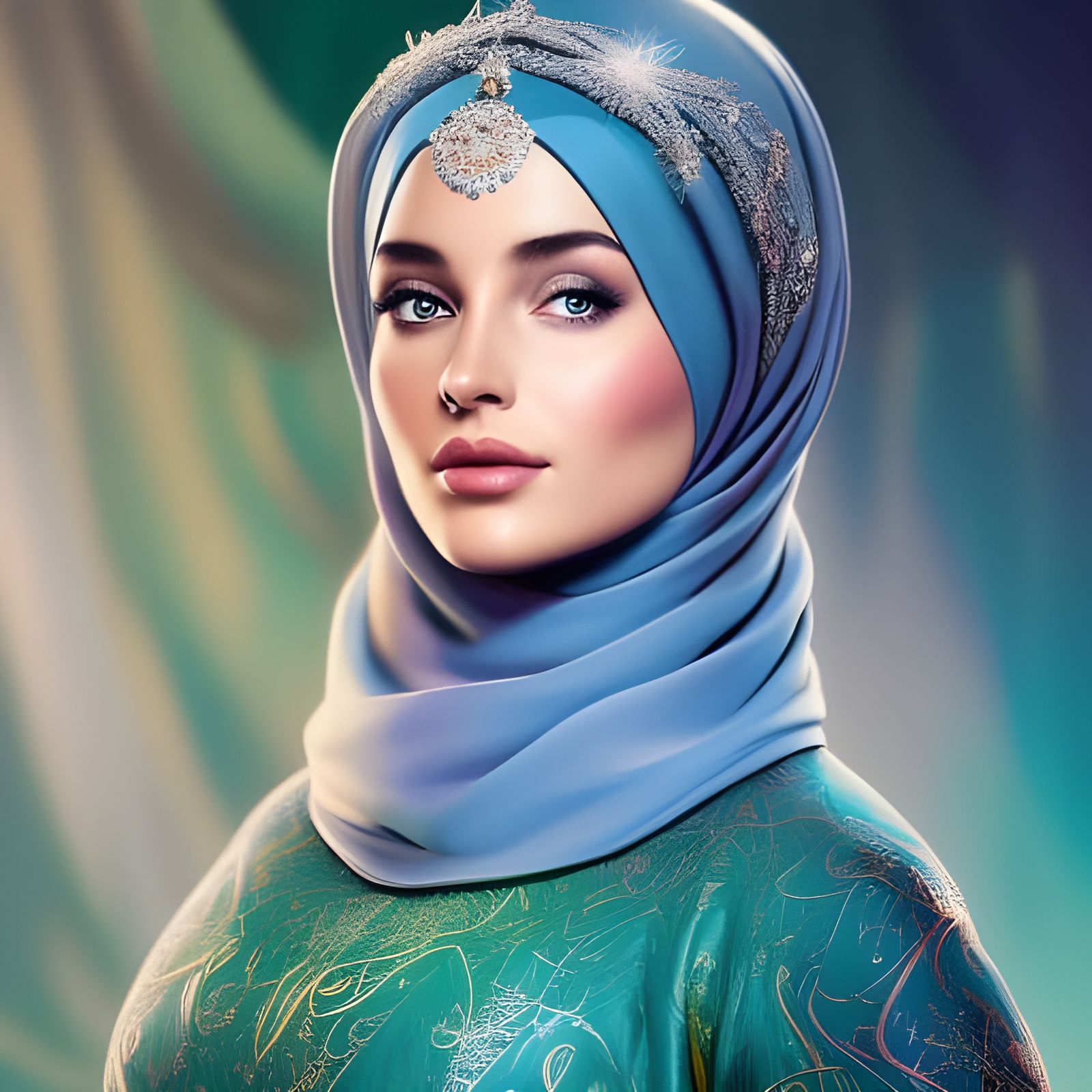 German Cinderella in Hijab: Hyperrealistic 8k Portrait