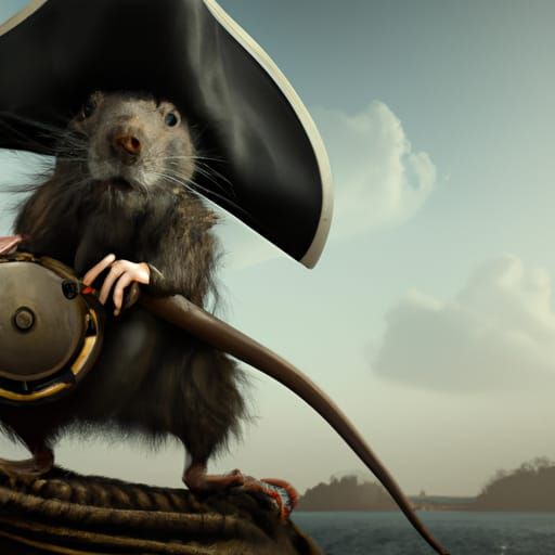 Nefarious Pirate Rat Captain with Cutlass Sword