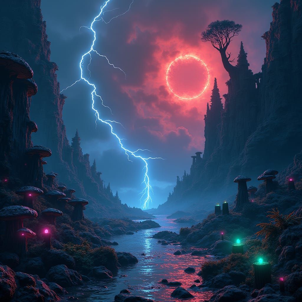 Mysterious Alien Ocean World in Sci-Fi Style