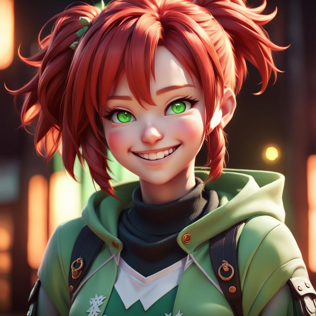 Anime Girl Portrait in Pixiv Style 3D Art