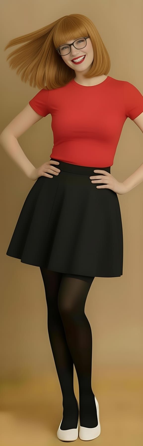 Cute Woman with Butterscotch Blonde Hair Grinning Playfully