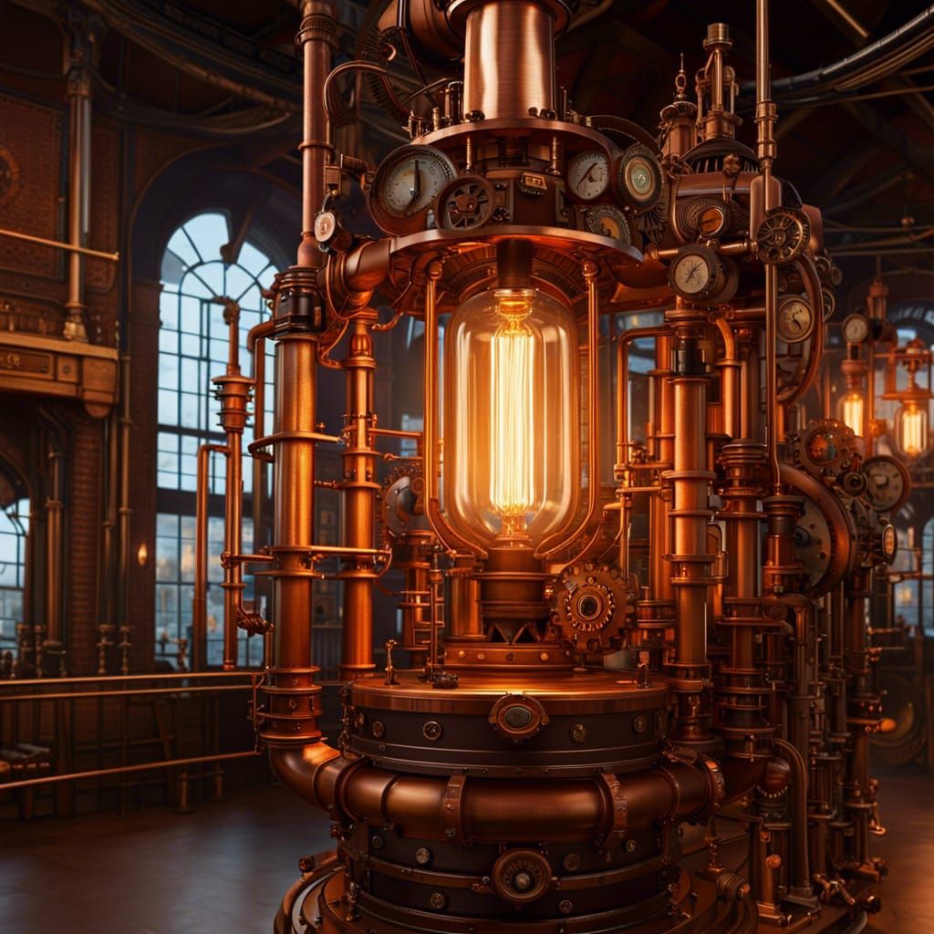 Giant Steampunk Lamp with Intricate Details