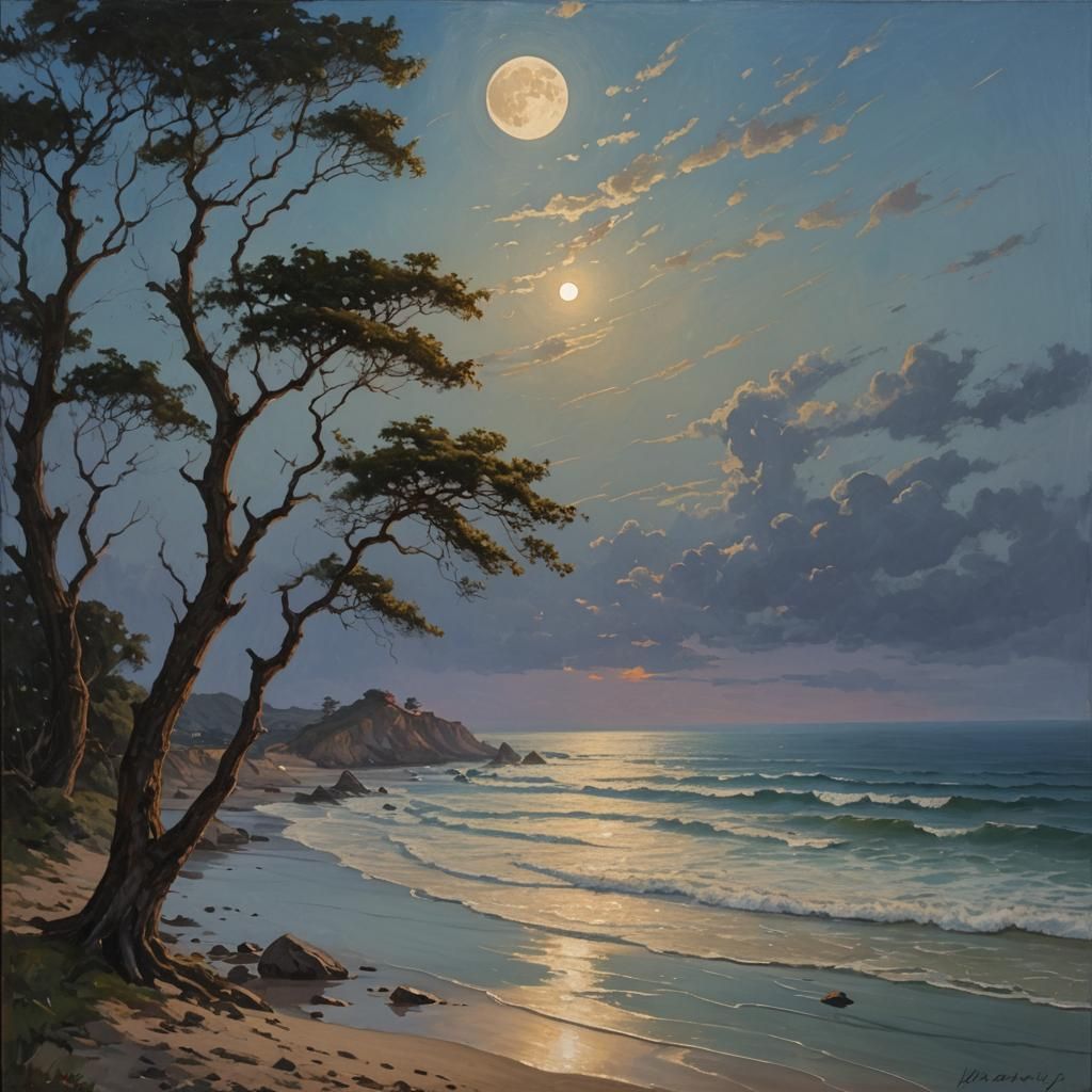 Summer Moonlit Dream: Oil Painting