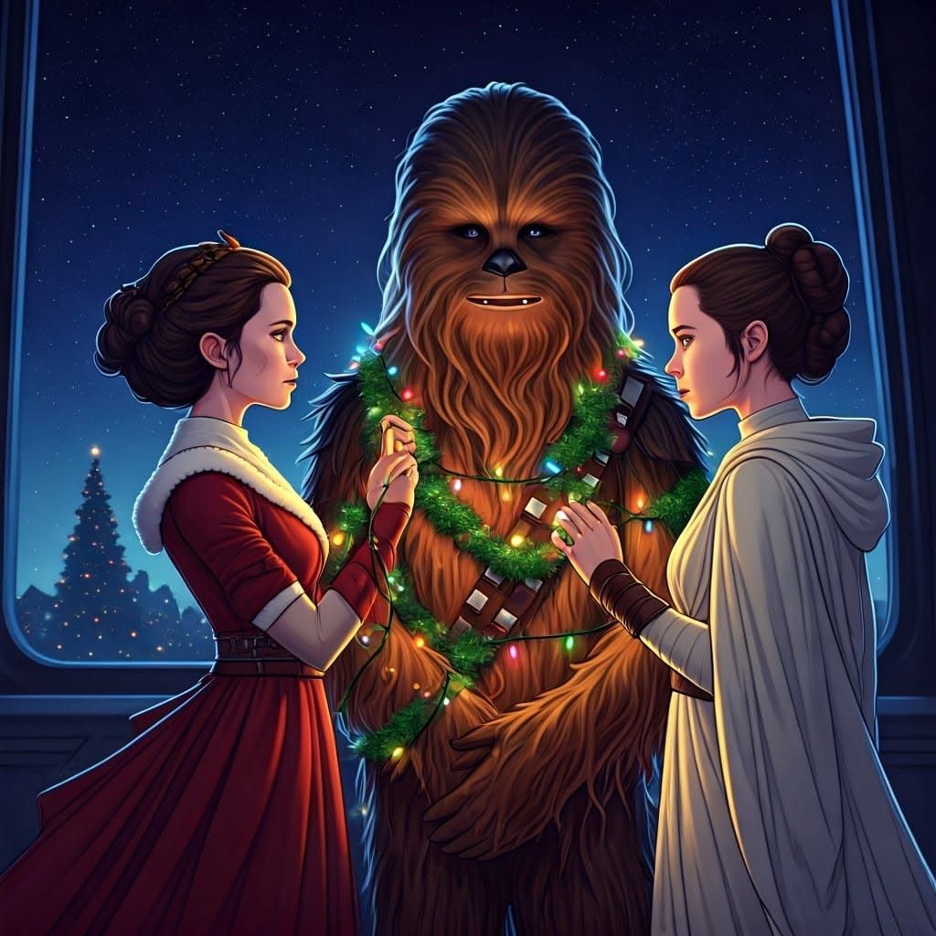 Elegant Holiday Royalty Adorn a Majestic Wookiee in Vibrant....