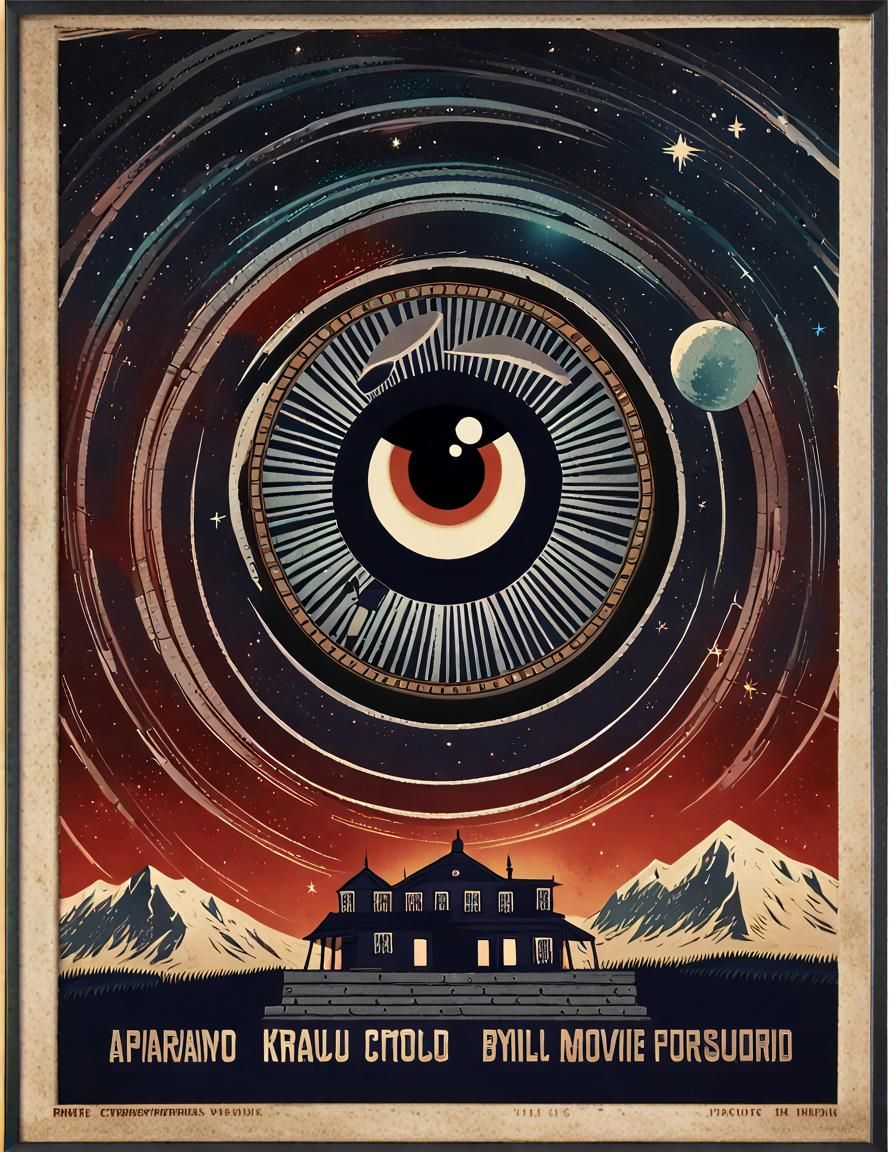 Giant Eye Horror Movie Poster in the Night Sky