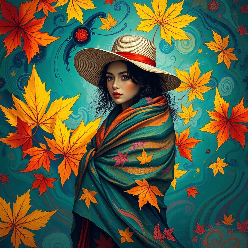 Vibrant Woman in Fauvist Fractal Celebration