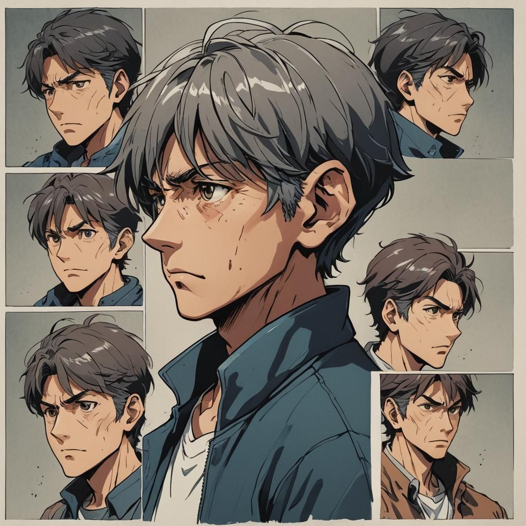 Manga-Style Storyboard: Boy Looking Around