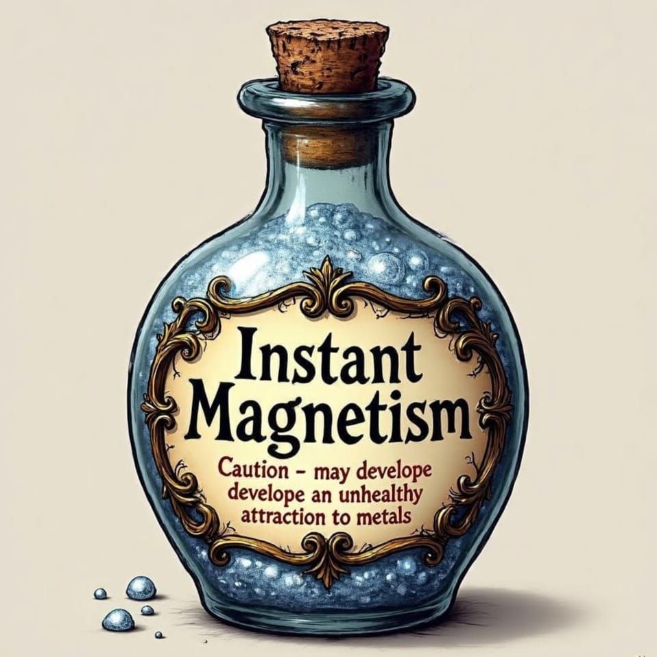 Whimsical Potion Bottle Filled with Silver Liquid