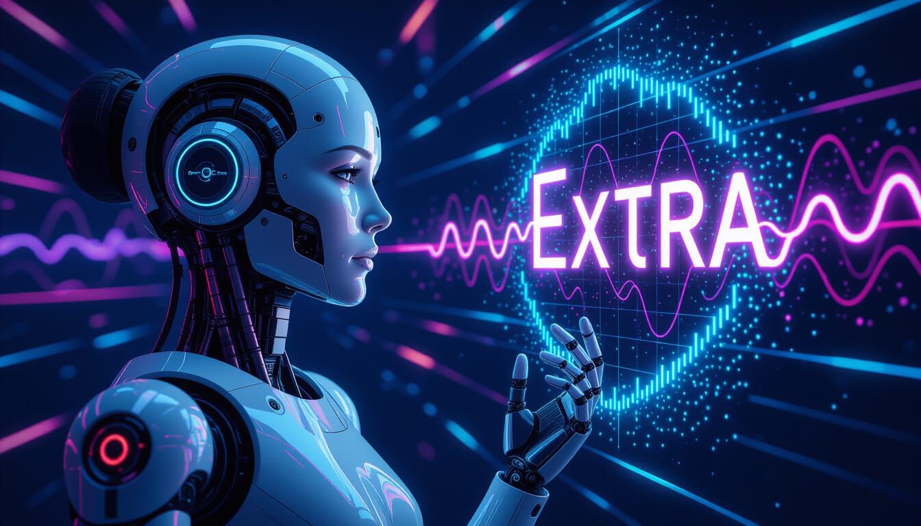 Futuristic Robot Analyzing Voice Spectrum in Dark Environmen...