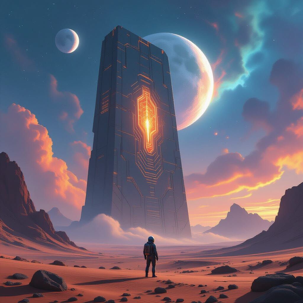 Astronaut Discovers Giant Alien Artifact on Desert Planet