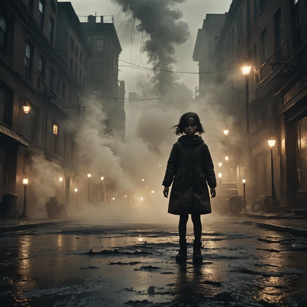 Lost Girl in Acid Rain: Cinematic Film Still