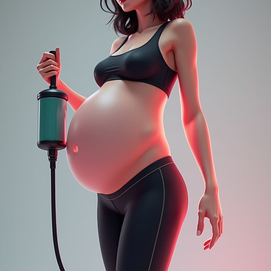 Woman Inflating Belly in WLOP Anime Style