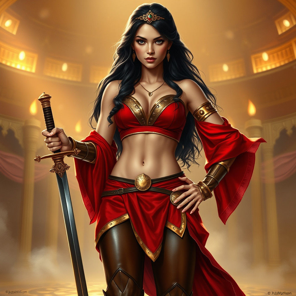 Athletic Warrior Princess in Golden Light