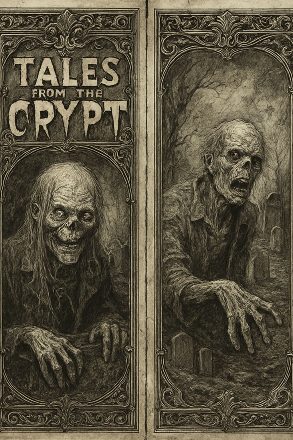 Tales from the Crypt Diptych in Comic Style