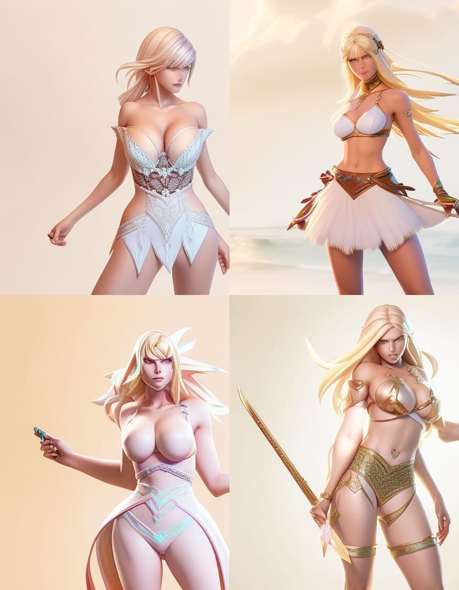 Blonde Bikini Model in Hyperdetailed Digital Art