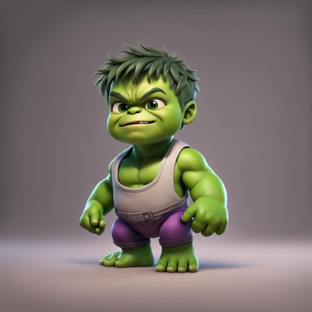 Baby Hulk: 3D Digital Art Concept