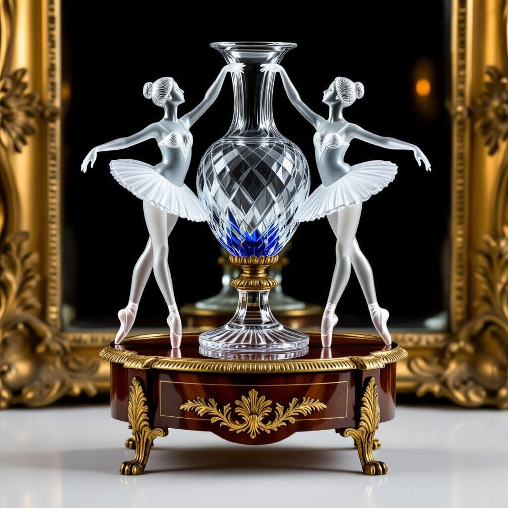 19th Century Vanity Table with Ballerina Glass Sculpture