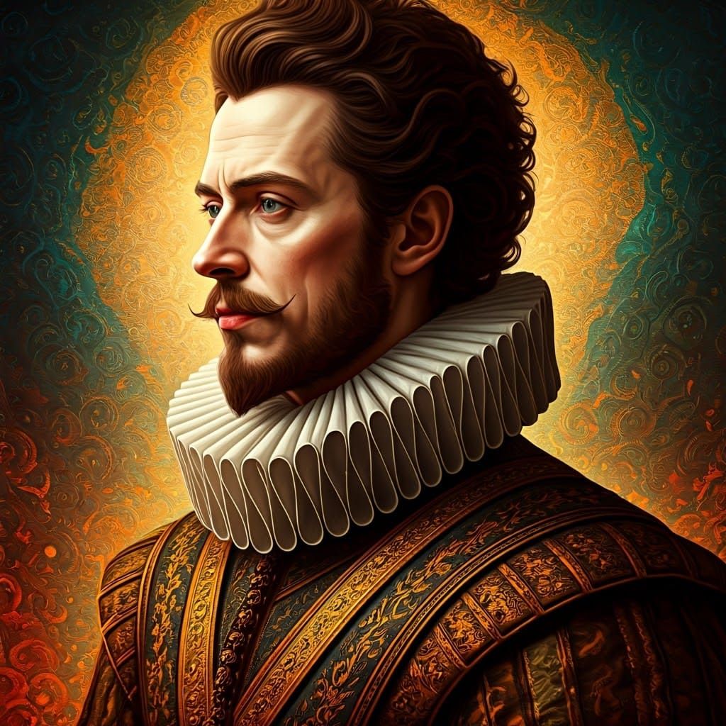 Modern Malvolio in Elizabethan Ruff, Baroque Style