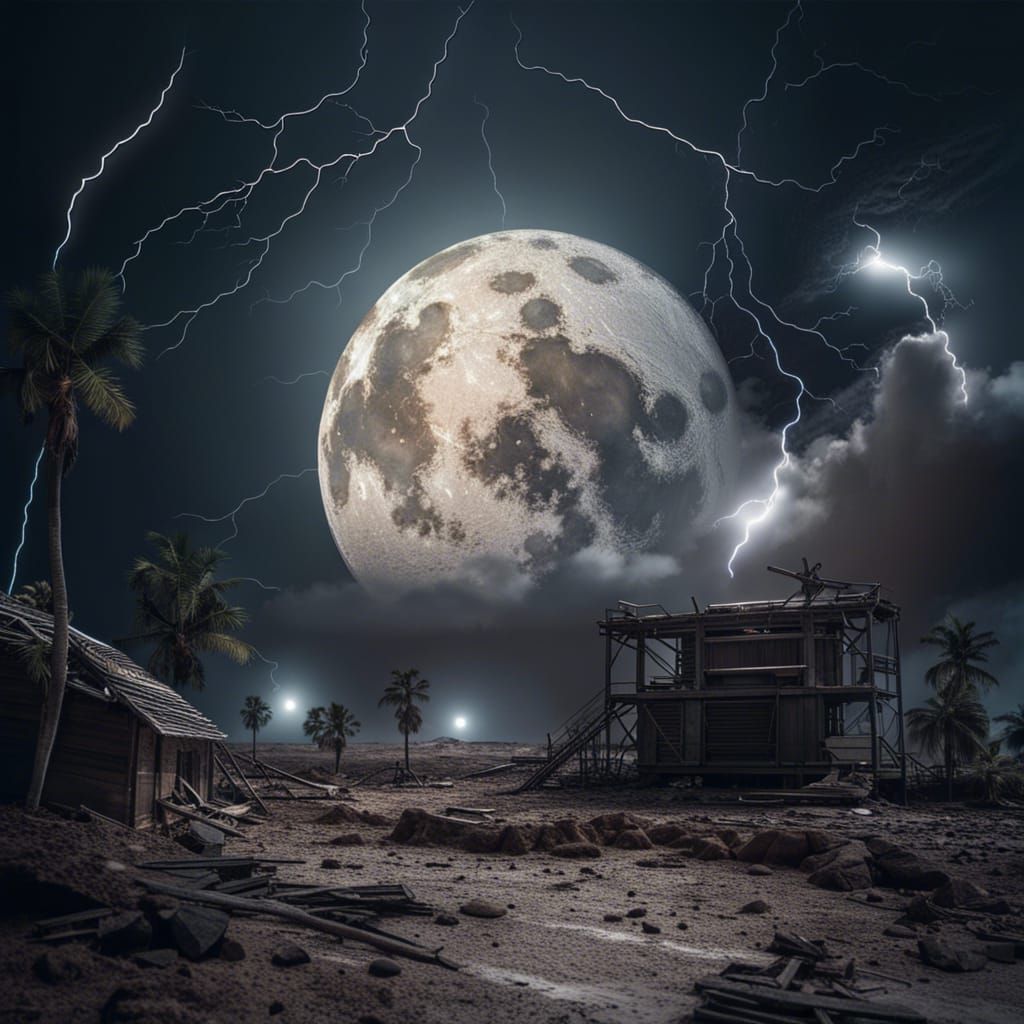 Hyperrealistic Lightning on the Moon in HDR