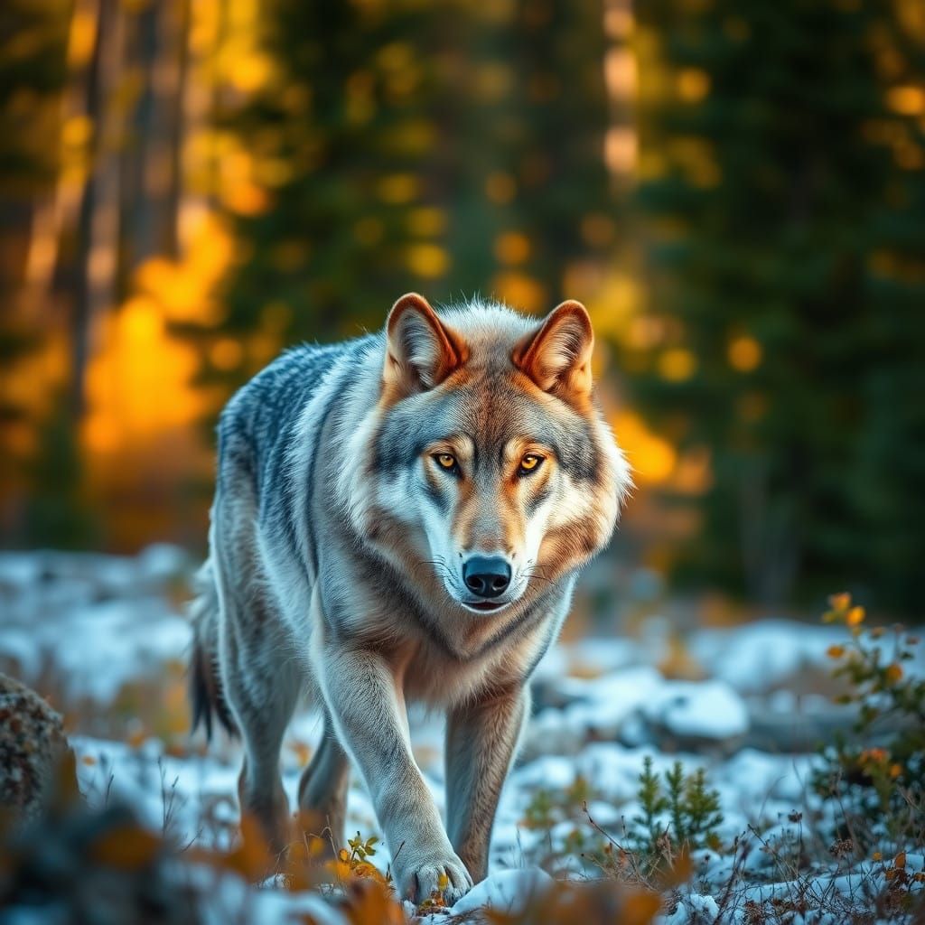 Majestic Gray Wolf in the Canadian Wilderness