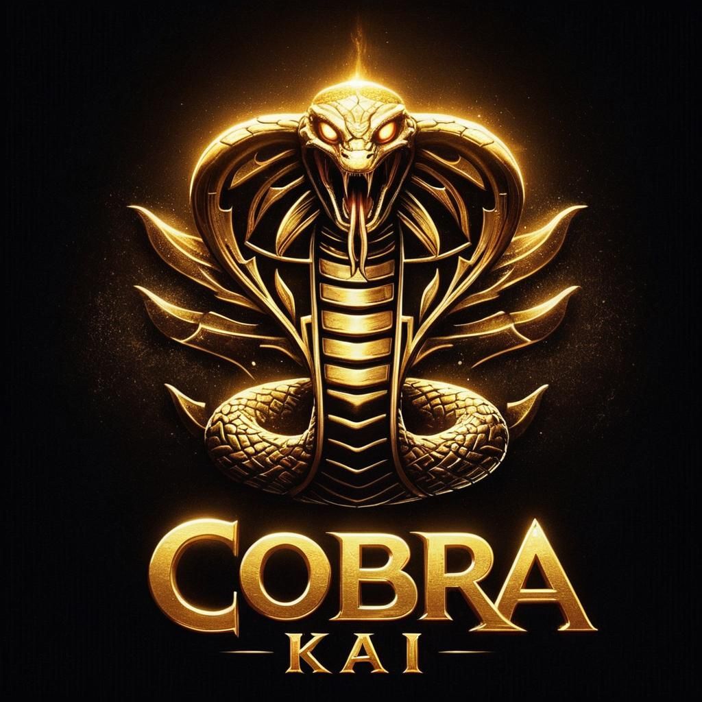 Gold Cobra Kai Logo on Black Background