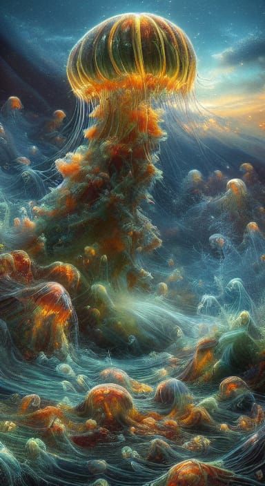 Dramatic Seascape: Waves Crashing on Rocks in Golden Light